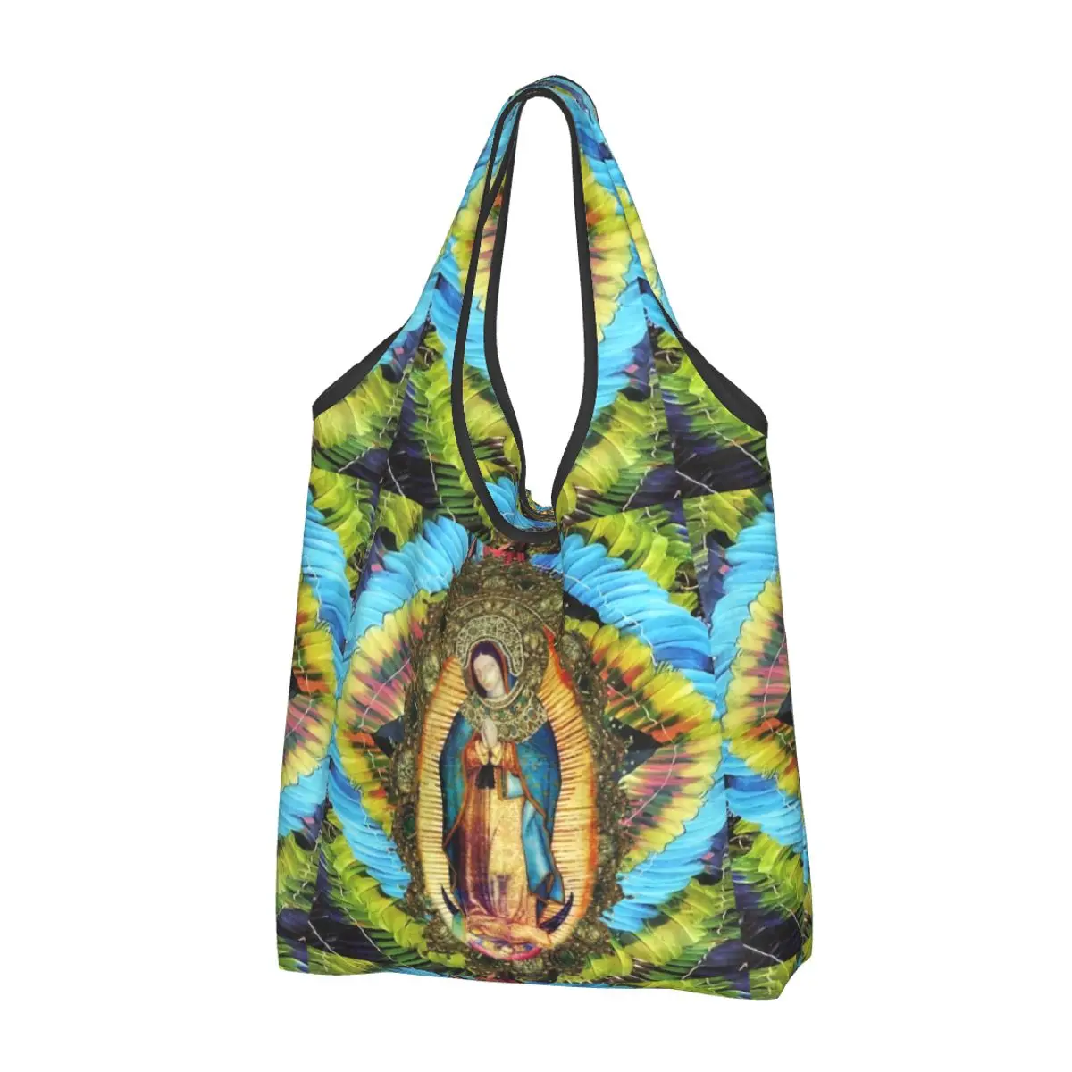 

Our Lady Of Guadalupe Mexican Virgin Mary Mexico Grocery Bags Durable Reusable Recycle Foldable Heavy Duty Shopping Tote Bag