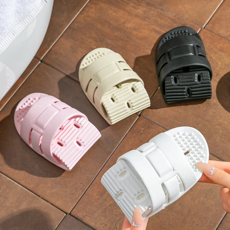 Women's Foldable Portable Slippers Non-Slip Hollow Bathroom Bath Leakage Quick-Drying Lightweight And Compact For Travel - 1
