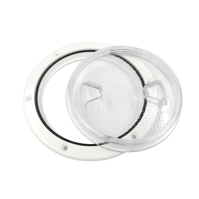 Couvercle De Trappe Bateau ABS 4" Ronde Blanche - Anti-UV, Vissée - Pour Inspection Pont, étanchéité