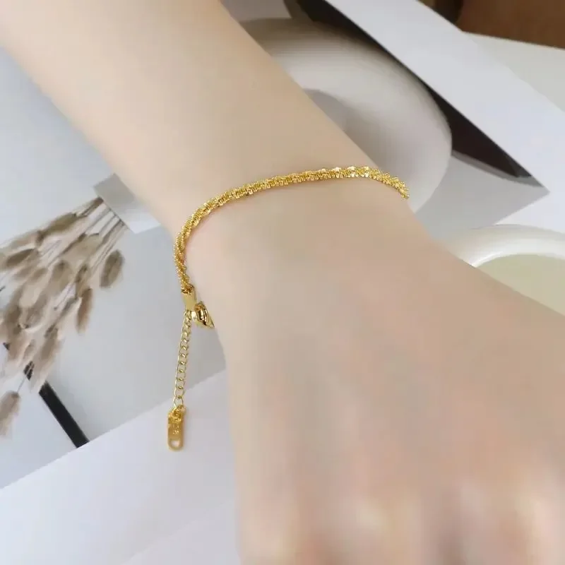 Light Luxury Gold Color Sparkling Bracelet Chain for Women Temperament High Quality Bracelet Female Versatile Charm Jewelry