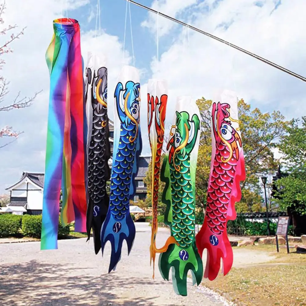 Dragon Windsock Pieghevole Carp Spray Windsock Streamer Tessuto Fish Flag Koinobori Kite Cartoon Fish Windsock Carp Home Decoration