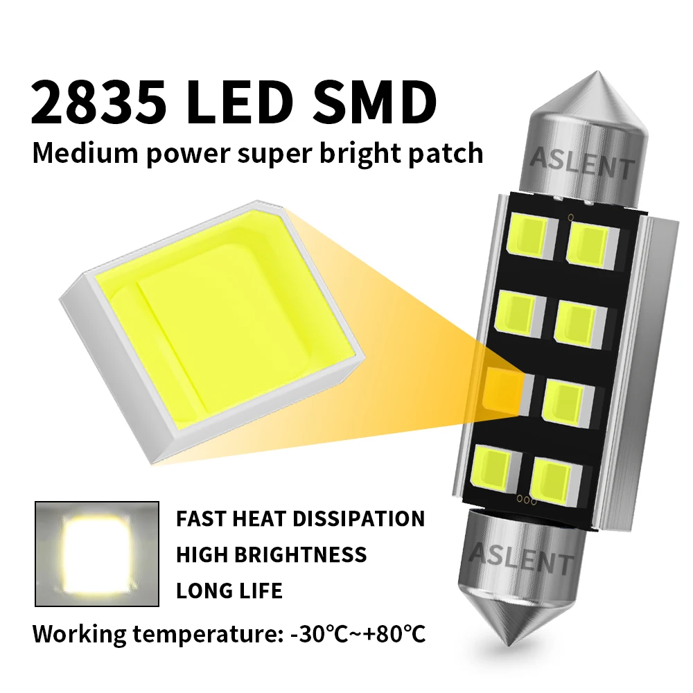 LED ĵ 佺  2835 8smd ׸   ȣ ,  6000K, 2x C10W, C5W, 31mm, 36mm, 39mm, 41mm