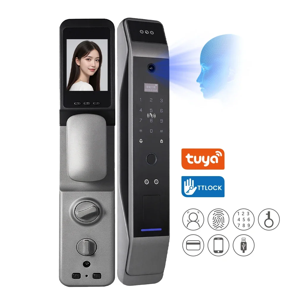 HJD Smart Door Lock with camera smart fingerprint Digital Password Electronic Automatic Wifi Locks door lock