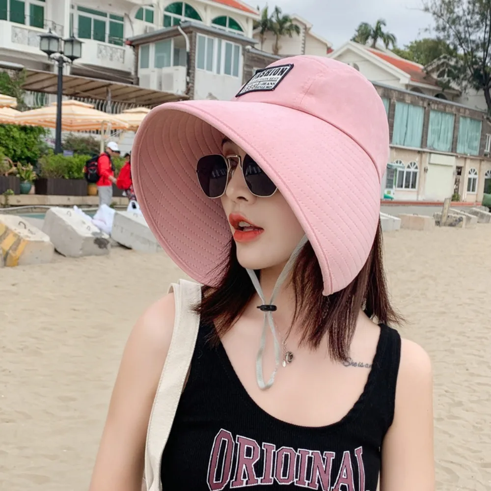 

Women Hat Summer Hat UV Protection Fashionable Big Brim Sun Protection Cap Beach Sunhats Ponytail Hat Travel Visor Bucket Hat