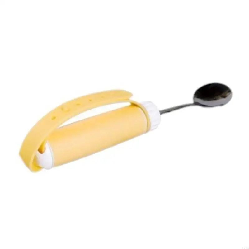 4X7A Elderly Utensil Disabled Patient Easy Grip Eating Aids Spoon Fork Stainless Steel Removable Flexible Rotating Non