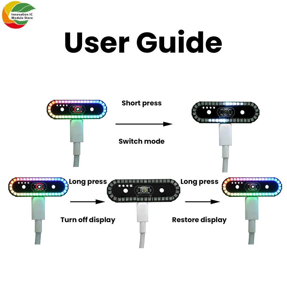 Feu arrière LED RGB fixé sur un vélo, éclairant avec un motif stroboscopique. Achetez Feu Arrière LED RGB Type-C pour Drone Moto Vélo - 8 Modes Stroboscopiques.
