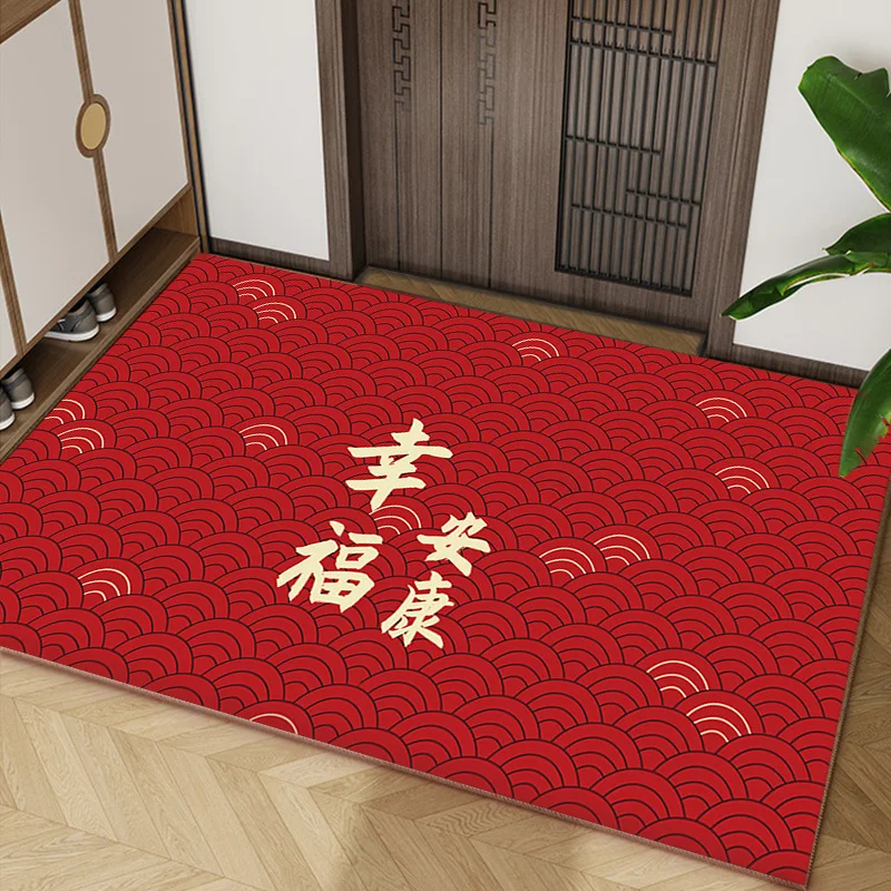 Felpudo rojo moderno antideslizante para entrada, pasillo, baño, cocina, absorbente de agua, almohadillas para los pies del hogar