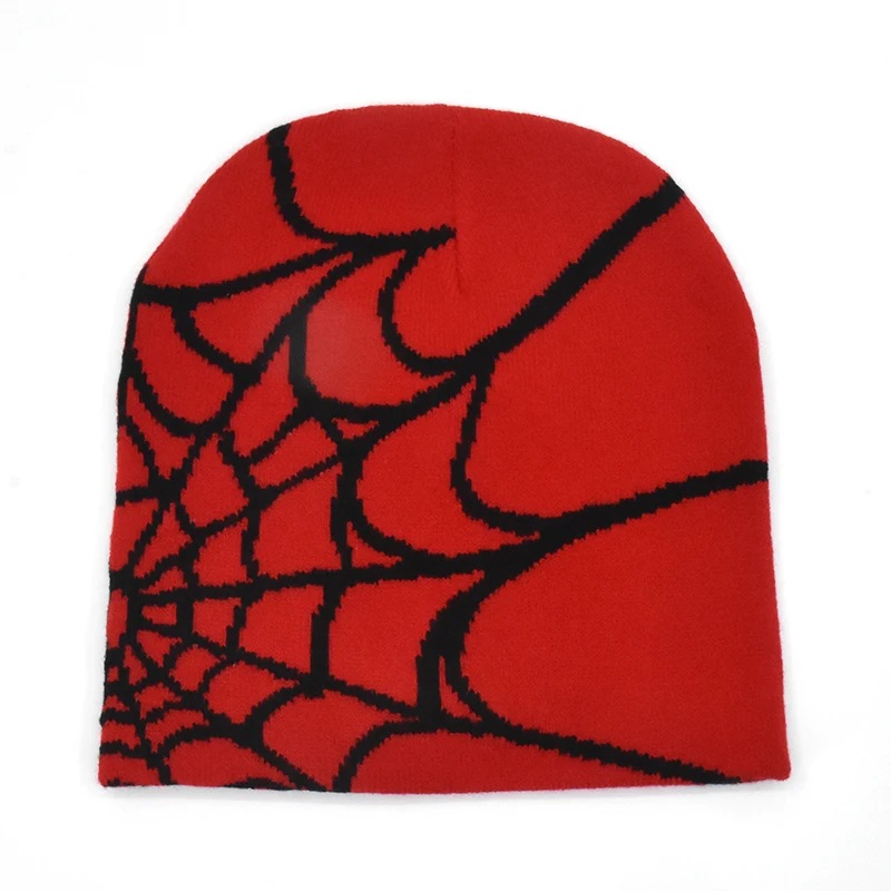 HeeDz Y2k Beanie, berretto ragno, Y2K gotico ragno modello lana acrilico lavorato a maglia, caldi e morbidi cappelli invernali gotici, skullie casual all'aperto, cappelli invernali a maglia per uomo