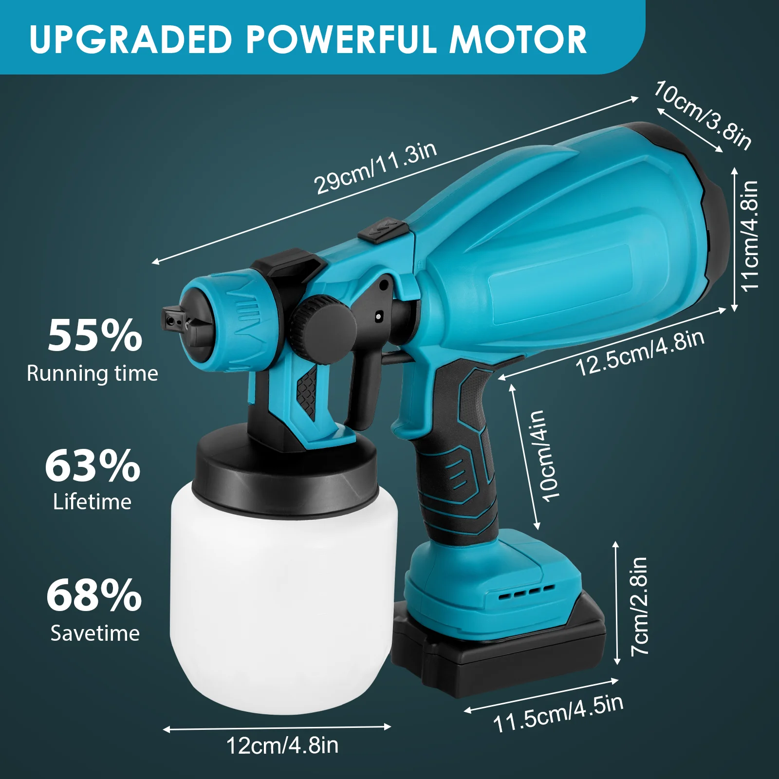 Paint Sprayer Compatible with 18V Battery with 3 Spray Patterns Handheld Paint Gun for Fence Walls Ceilings Home Painting