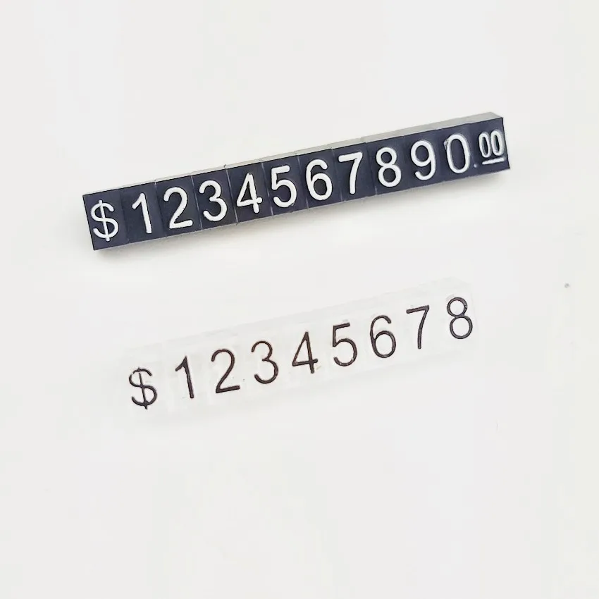 50sets Plastic Jewelry Number Price Bar Strip Display Marked Particle Stands Detachable with Currency Length7.8cm