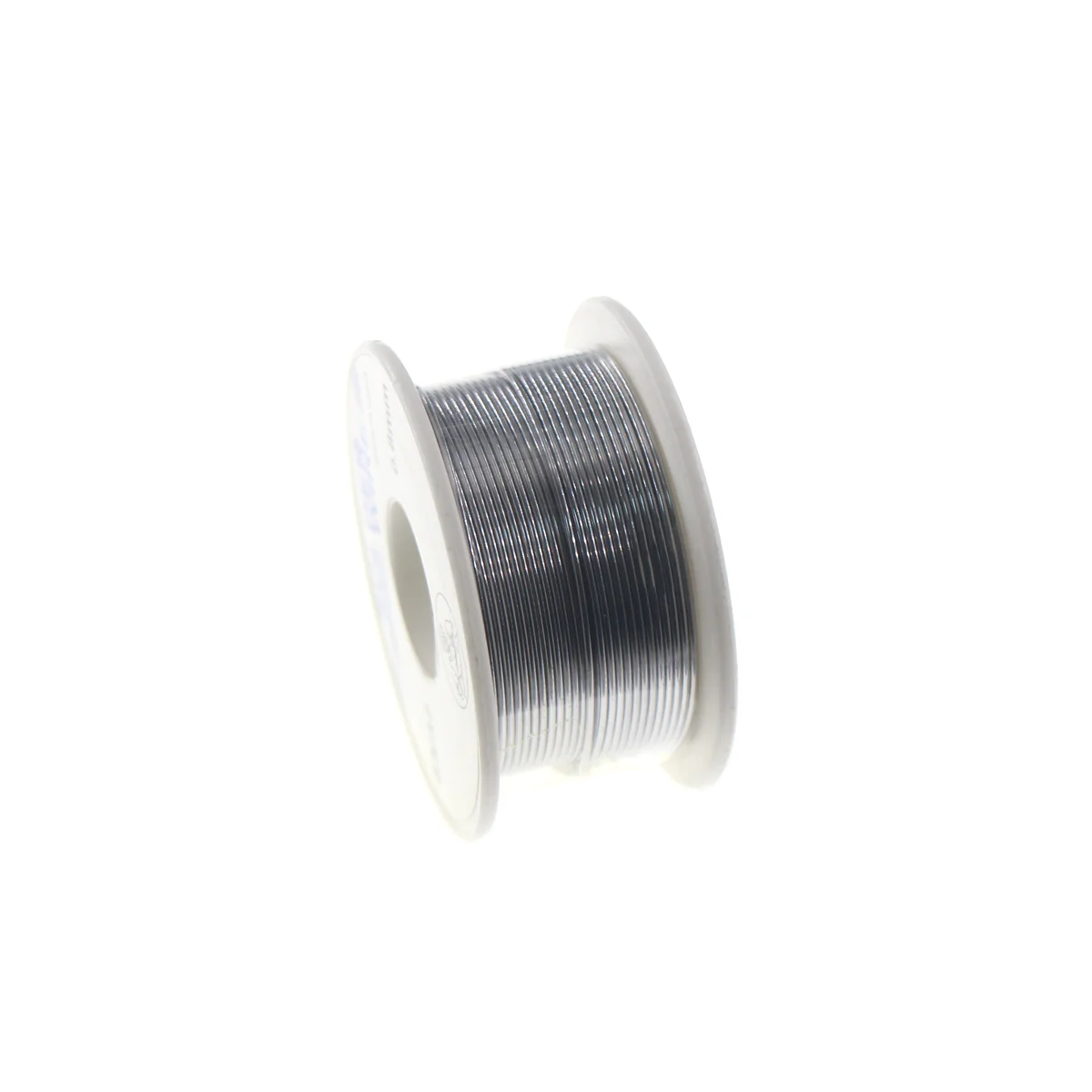 Trois bobines de flux de soudage 50g, 100g et 500g côte à côte, pour comparer les tailles.