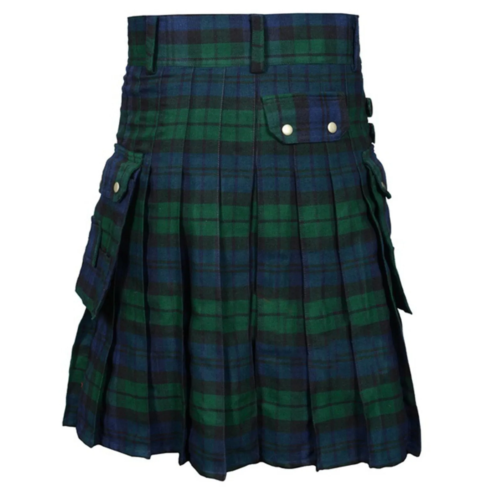 Men's Fashion Scottish Plaid Contrast Color Pocket Pleated Skirt Stocking Gift Boy House Bedroom