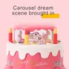 Mini Size Electric Carousel Birthday Cake Toy With Music Rotating Play House Toy Children Birthday Cake Educational Toys Kid Gif 3