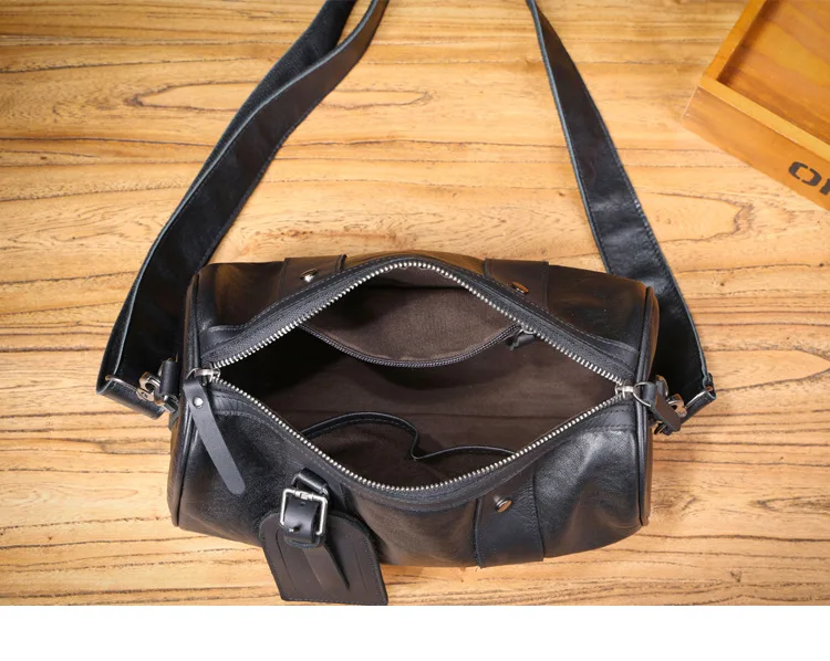 PNDME lässige, hochwertige erste Schicht Rindsleder Herren schwarze Umhängetasche Designer handgefertigte Reise-Umhängetasche aus echtem Leder – Detail 22
