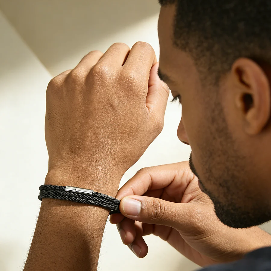 Men Milan Cord Chain Leather Bracelet Accessory