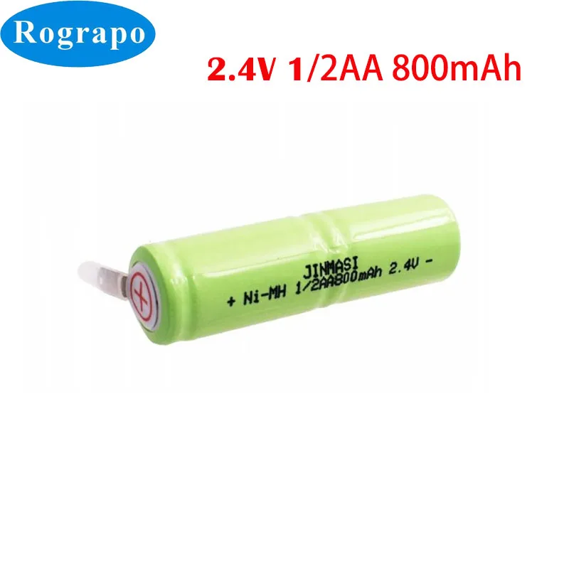 800mah 2.4V 1/2AA ni-mh rechargeable battery 1/2 AA nimh cell welding tabs electric shaver razor toothbrush 1-3PCS rechargeable battery