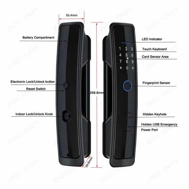 8 Languages Tuya WiFi APP Password IC Card Fingerprint Biometric Digital Keypad TTlock Bluetooth Smart Door Lock with Alexa 6
