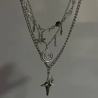 Collier pendentif en spirale en acier inoxydable / collier ras du cou superposé / collier avec breloque étoile / style grunge cyber y2k fairycore subversif archive 2