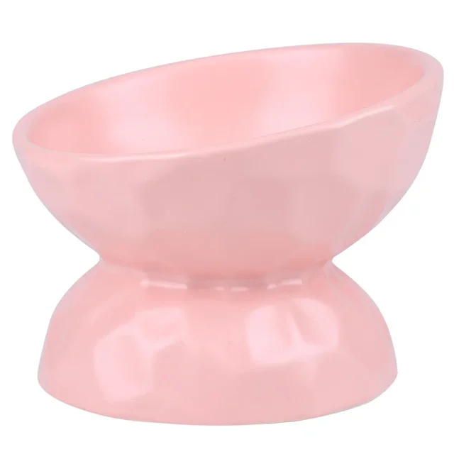 ceramic Raised Cat Bowls, Tilted Elevated Food or Water Bowls , Stress Free, Backflow Prevention, Dishwasher and Microwave Safe 6