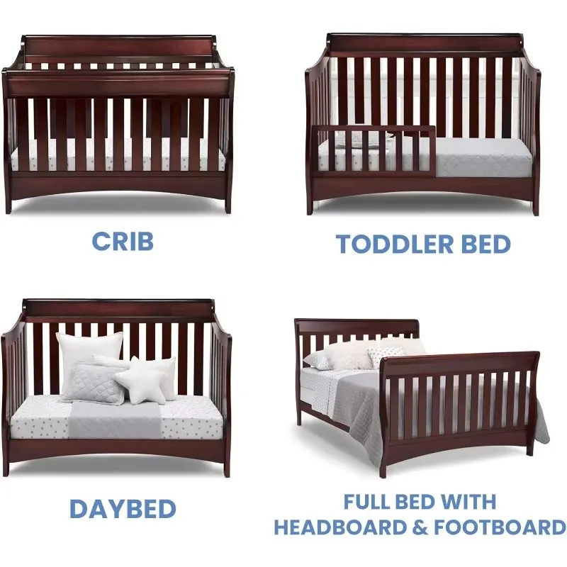 4-in-1 Convertible Baby Crib, Black Cherry Espresso 3