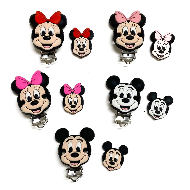 10pcs Silicone Mickey Mouse Donald Duck BPA Free Teething Infant Chewable Dummy Necklace Pacifier Toy Accessories teething toys pacifier accessories baby silicone accessories