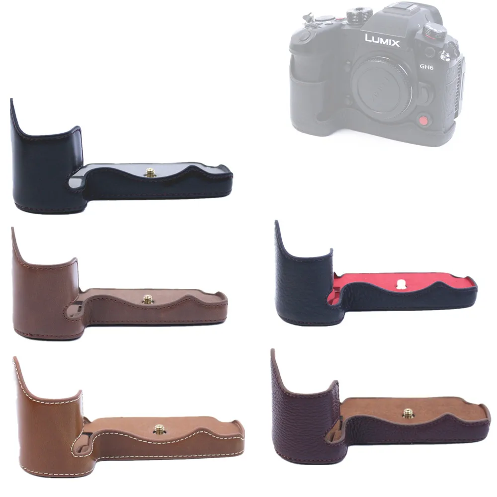 Gh6 Pu/Fotocamera In Vera Pelle Mezza Base Custodia Protettiva Per Panasonic Lumix Gh6 Gh6Gk Gh6Lgk