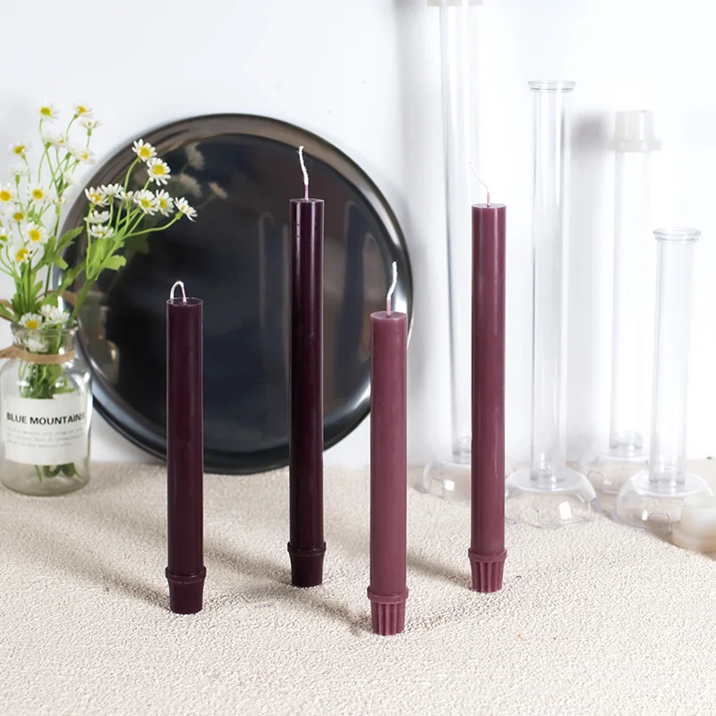 Description Picture 4 of itemGear Peaked Cylindrical Rod Candle Mold Diy Pinstripe Cylindrical Candle Making Supplies Acrylic Pc Plastic Mold Kit Home Decor