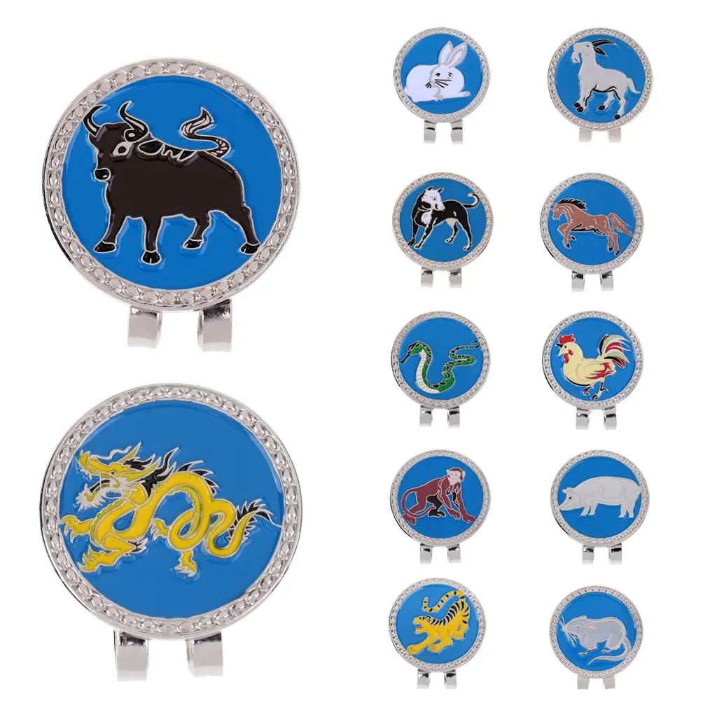 Golf Visor / Hat Clip with Detachable Ball Marker Fashion 12 Chinese
