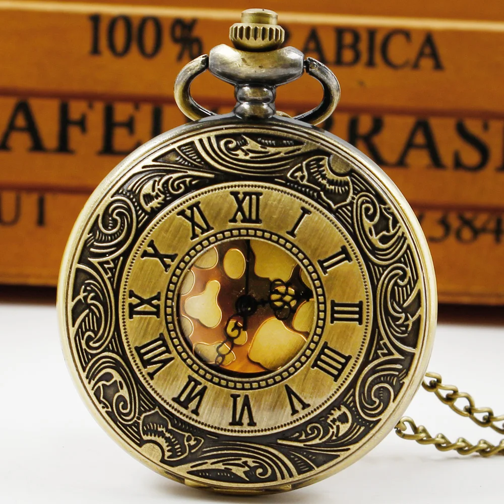

Men's Quartz Antique Pocket Watch Steam Punk Roman Numeric Scale Pockets Fob Chain Watches