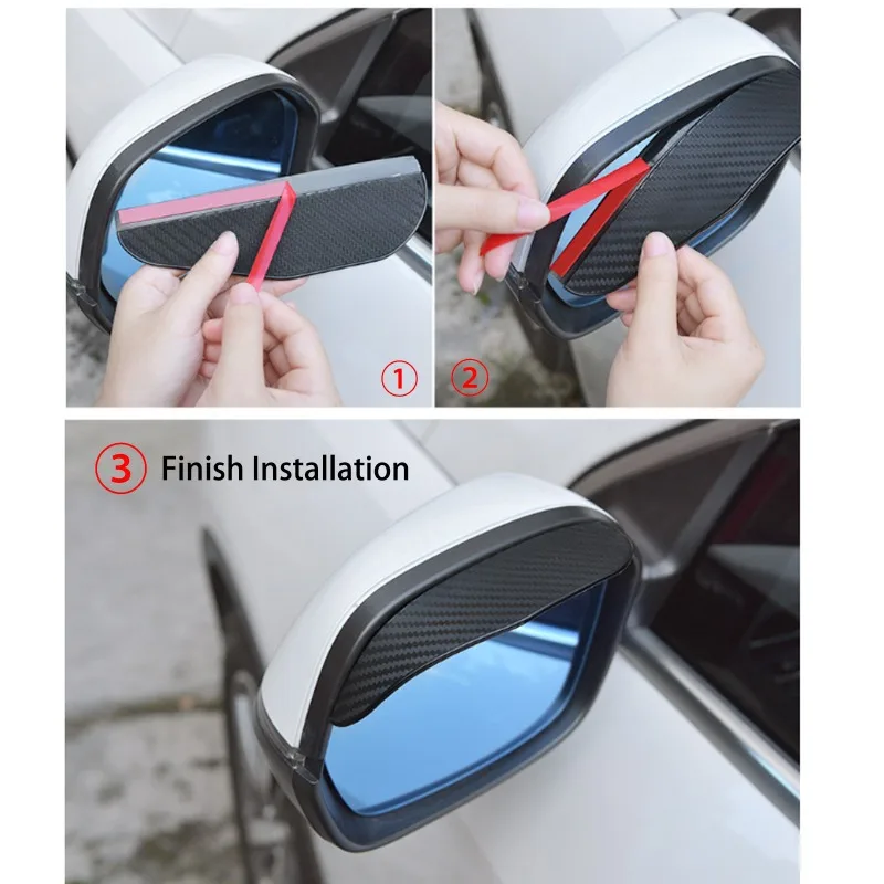 Rearview Mirror Rain Eyebrow 2Pcs Car Rearview Mirror Rain Eyebrow Visor Carbon Fiber Rear View Sun Visor Rainproof Blades Sticker Car Decor Accessories
