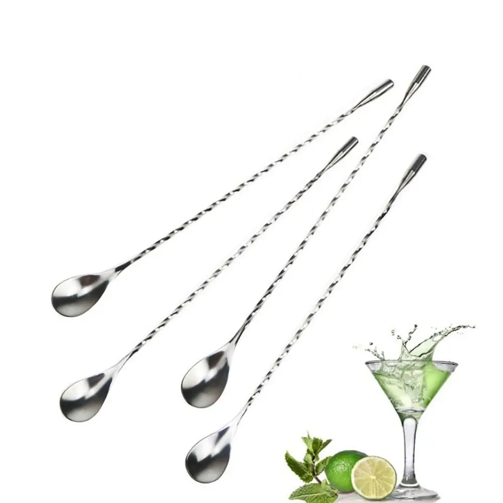 Stainless Steel Mixing Spoon 30cm Spiral Pattern Cocktail Shaker 12 Inches Long Bar Spoon Cocktails, Coffee, Beer, White Wine