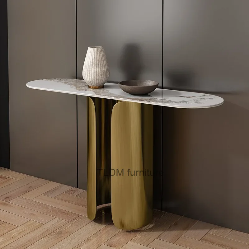 

Съемный металлический стол для гостиной, вертикальная консоль, роскошный угловой стол для гостиницы, минималистичный стеллаж, мебель для прихожей