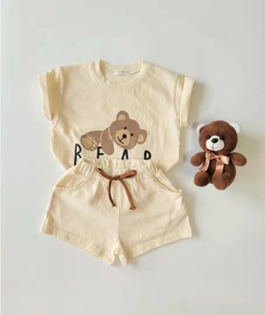 baby clothing set essentials Infant clothes 0-6 years old summer boys striped T-shirt girls baby waffle cotton round neck short sleeve shorts two-piece set baby outfit matching set