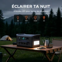 CTOLITY Générateur Solaire Portable 1800W avec Panneau Solaire 100W, Contrôleur PCB, USB, Type-C, XT60, Batterie LiFePO4 1024Wh, Station d'alimentation UPS, Alimentation de secours domestique 6