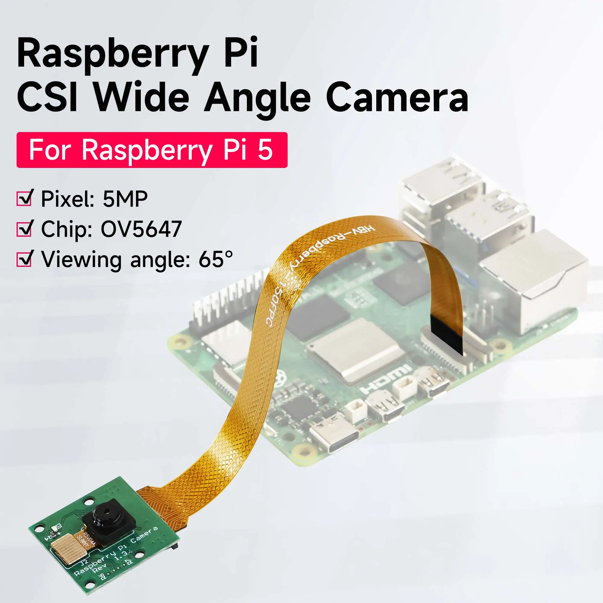 5台のカメラモジュールを備えたRaspberryPi 5用のワイドアングル