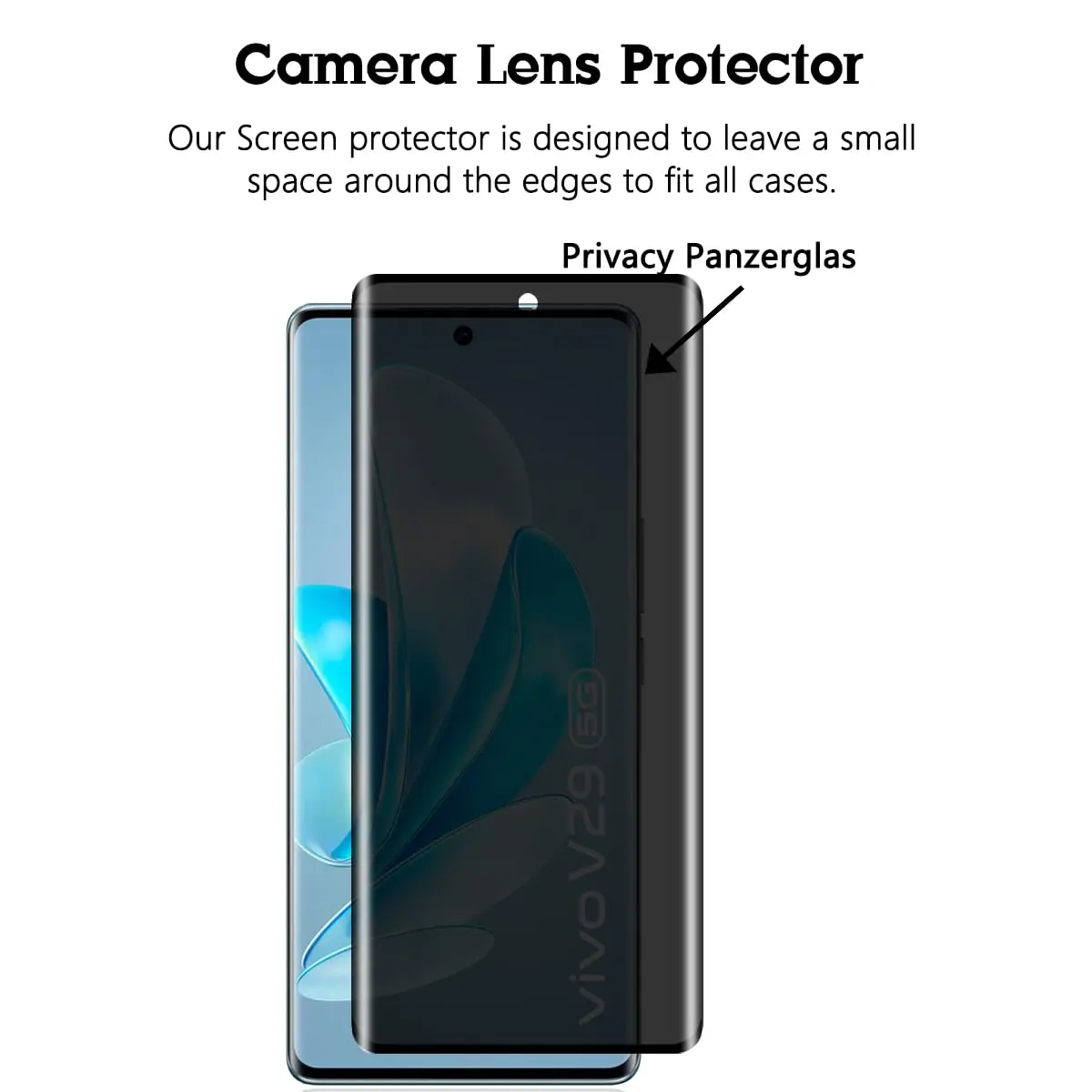 Anti Spy Screen Protector For VIVO V30 V29 Pro Lite V29e India , 3D Privacy Tempered Glass 9H Peep Case Friendly Free Shipping