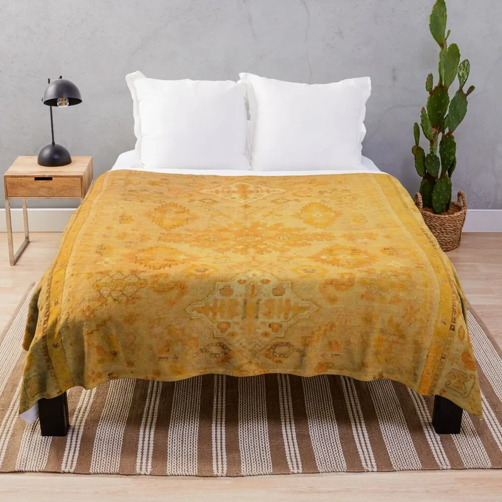 

Antique Turkish Oushak Rug Print Throw Blanket for winter Beautifuls christmas decoration Blankets