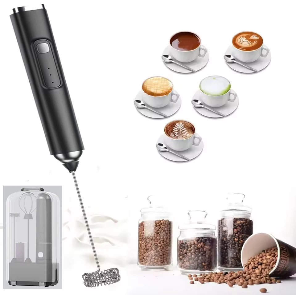 Mousseur à lait électrique, batteur à œufs sans fil, charge de Type C, 3 vitesses, Mini machine à mousse portable, fouet à café, outils de cuisine, nouveauté 2026 1