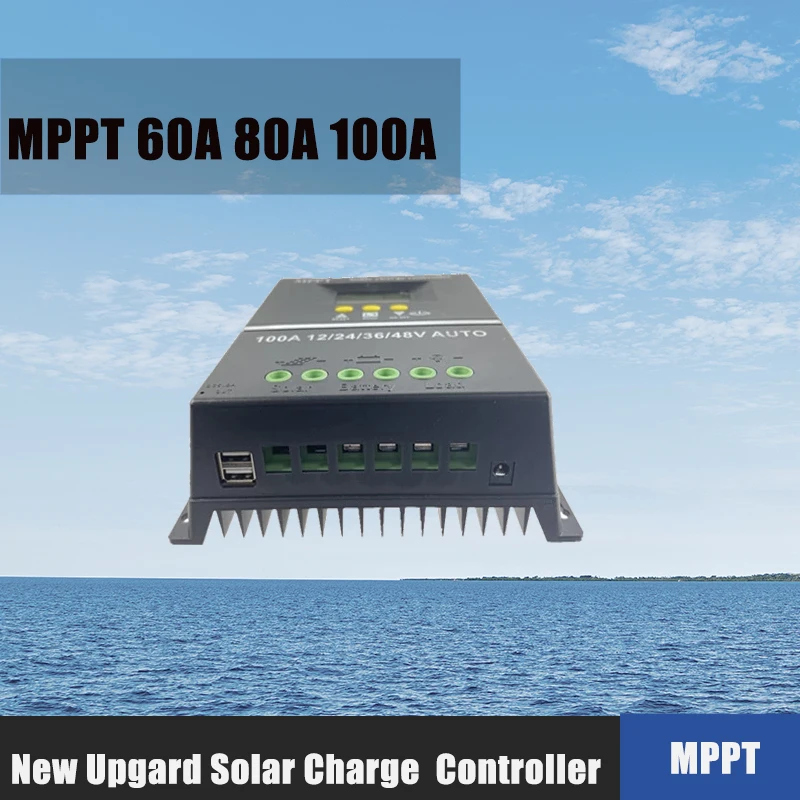 MPPT 태양광 충전 컨트롤러, 자동 레귤레이터 PV 배터리 충전기, LCD 듀얼 USB, 중국 공장, 60A, 80A, 100A, 12V, 24V, 36V, 48V