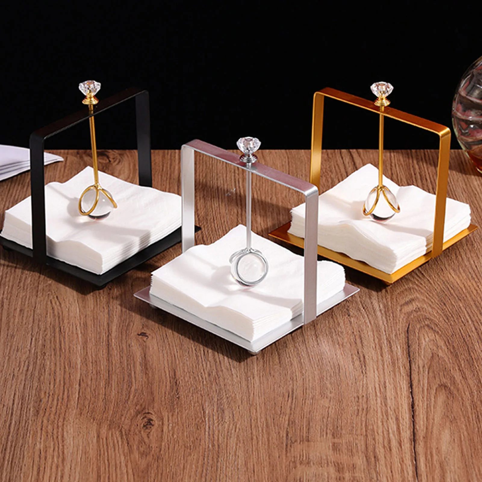 Flat Napkin Holder Metal Napkin Holder  Handle Modern Elegant  Paper Napkin Dispenser for Restaurant Hotel Home Office 4