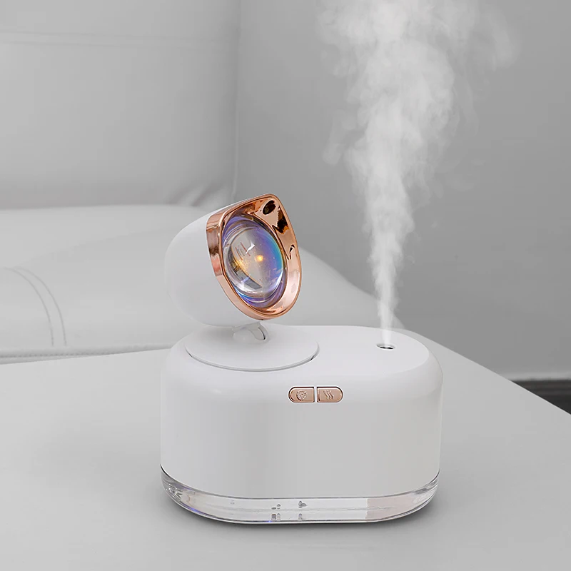 

MYVOES 2021 new usb rechargeable portable 300ml Cool Mist ultrasonic personal Humidifier with sunset lamp night lighting