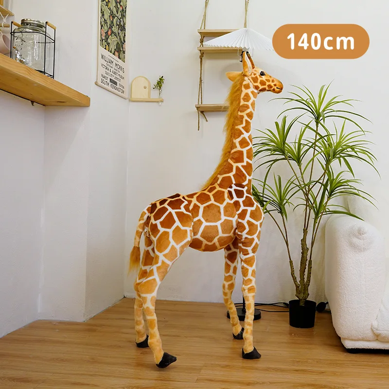 50-140cm 고품질 거대한 실제 생활 기린 플러시 장난감 박제 동물 인형 소프트 키즈 어린이  생일 선물 룸 장식