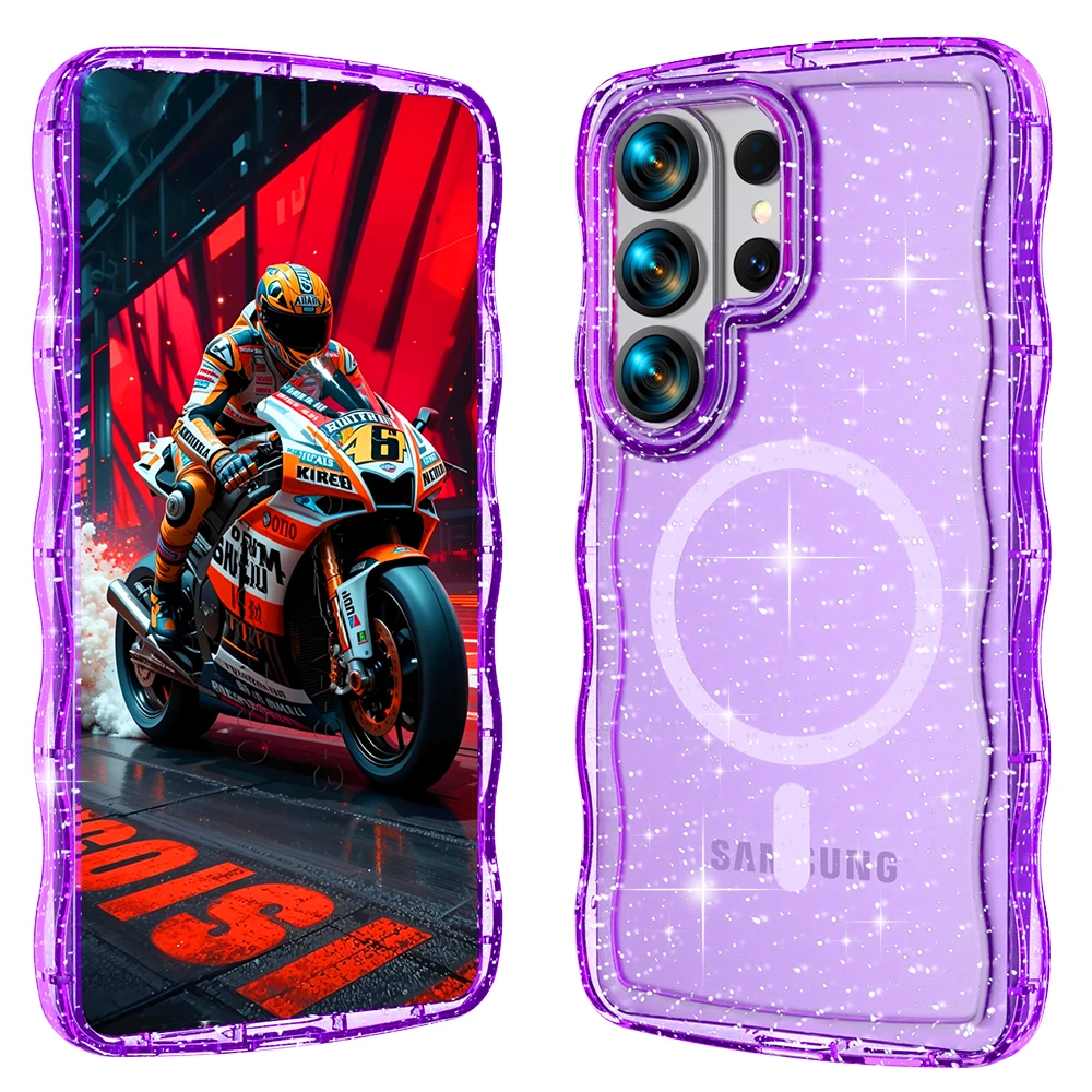 Sparkling 3D Wavy Pattern Silicone Magnetic Shockproof Case