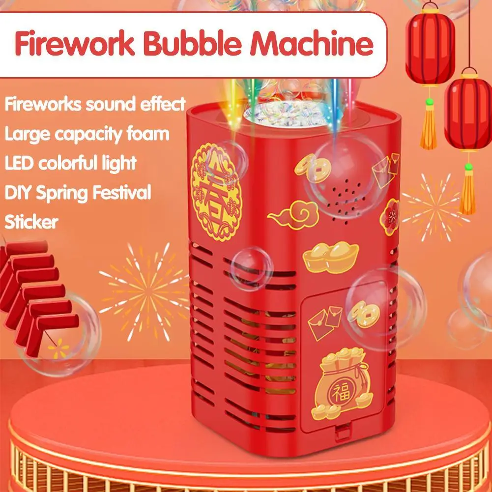 Automatic Fireworks Bubble Machine With Flash Lights Sounds For Kids