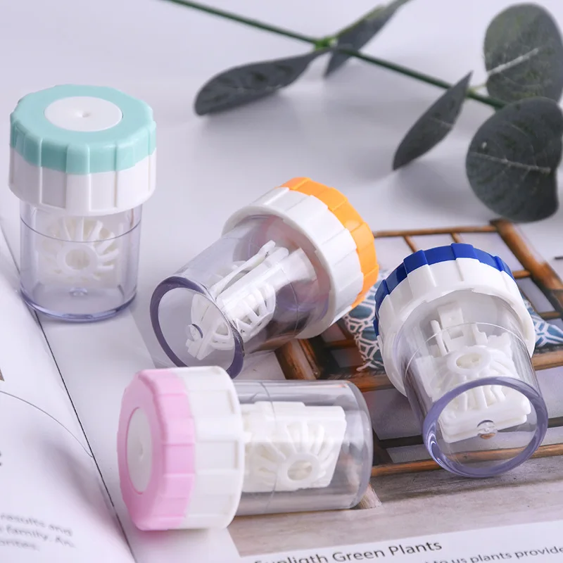 Portable Travel Eyewear Storage Holder Contact Lens Cleaner Case Manually Rotatable Glasses Lenses Container Clean Box 1PCS