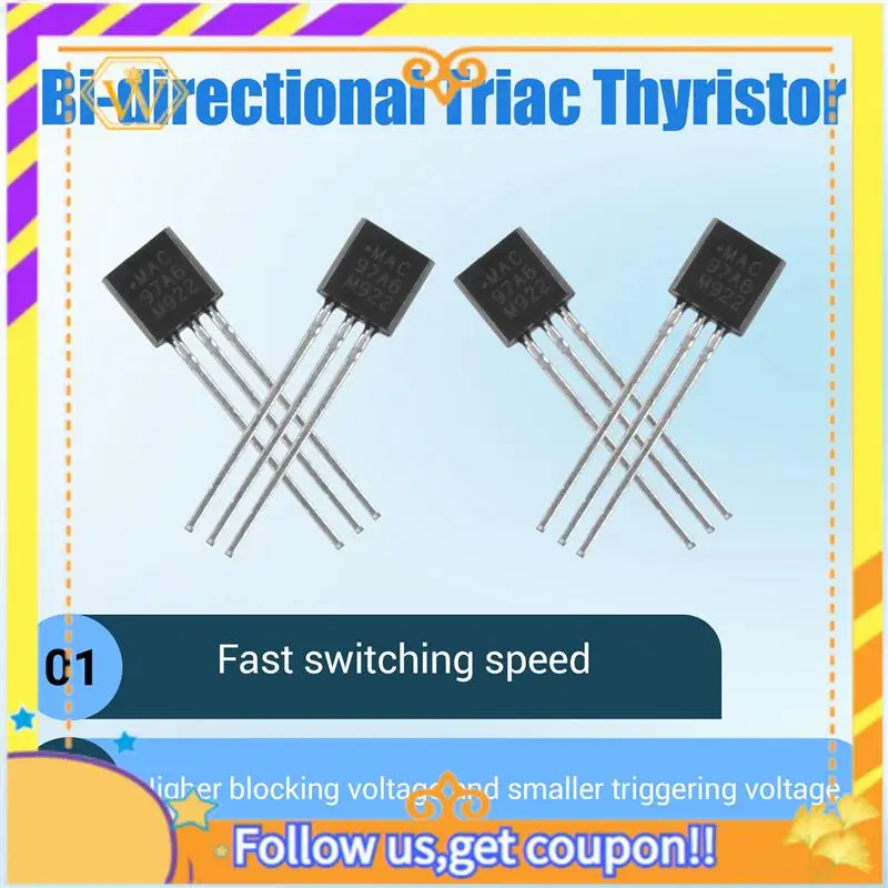 Latest-15 Pcs MAC97A6 97A6 Bi-Directional Triac Thyristor 600V 1A