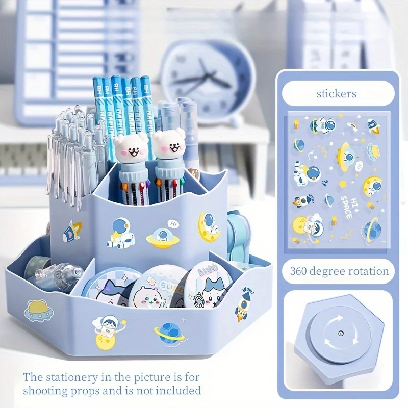 Desk Organizer 360-Degree Rotating Desk Organizer Large Capacity Multi-Functional Storage Office Supplies Cosmetics Pens & Markers
