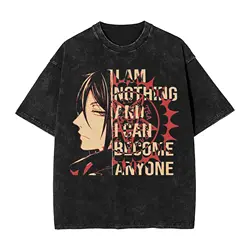 Vintage Washed Anime Black Butler Graphic Cotton T - Shirt - Unisex Summer Soft Short Sleeve Tee - XXL (4)