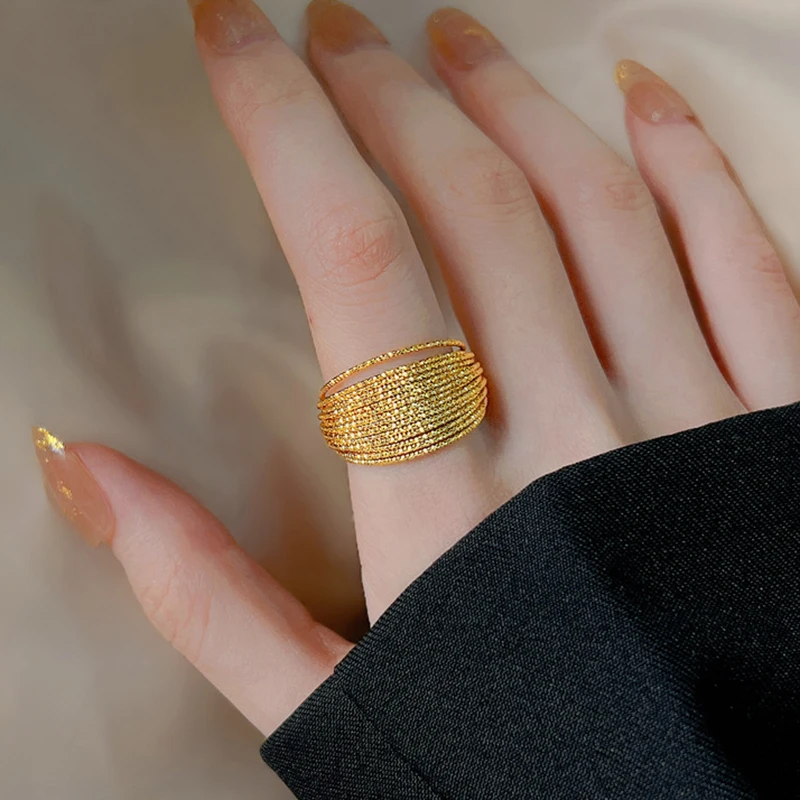Multi Layered Sparkling SilverLine Wrapped Ring for Women Men Trendy Personality Adjustable Open Ring Jewelry finger rings fashion rings fashion ring