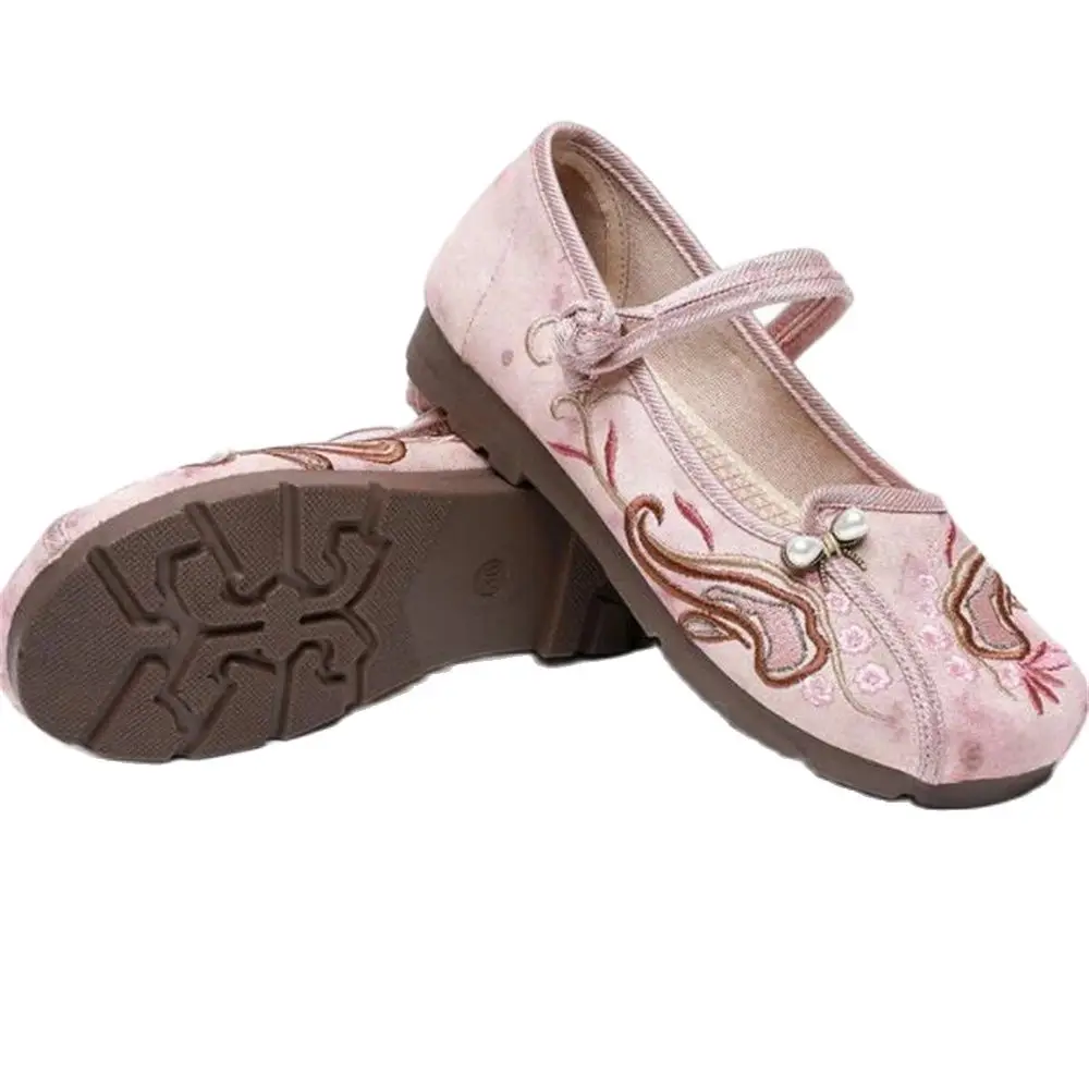 

Туфли Hanfu в стиле ретро, тканевые туфли для женщин, с закрытым носком, удобные и дышащие, в этническом стиле, женские мягкие туфли на плоской подошве